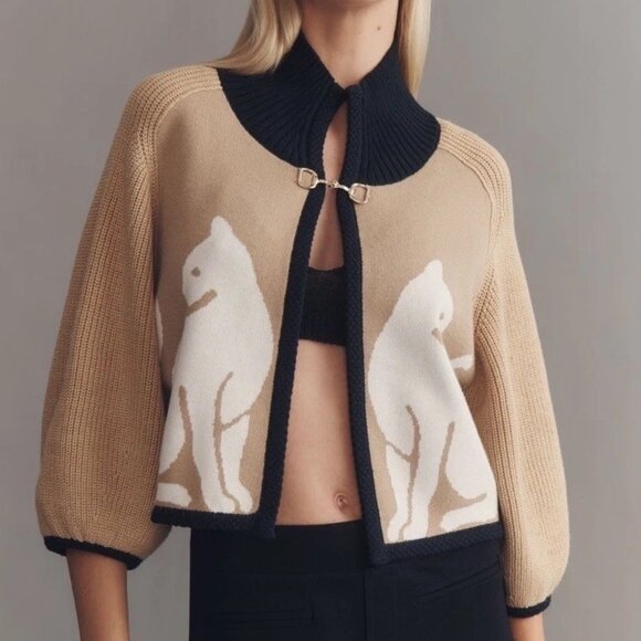 Anthropologie Sweaters - Anthropologie Maeve Knit Cat Cardigan Sweater Cape Kitty Cats Shrug S NWT Small